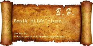 Benik Hiláriusz névjegykártya